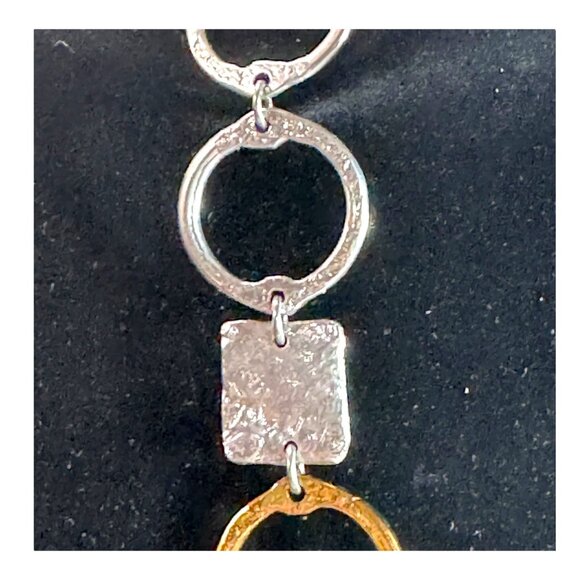 Estate Signed J Jansen Designs Brutalist Silver Plated Statement Necklace Modern - Picture 11 of 14